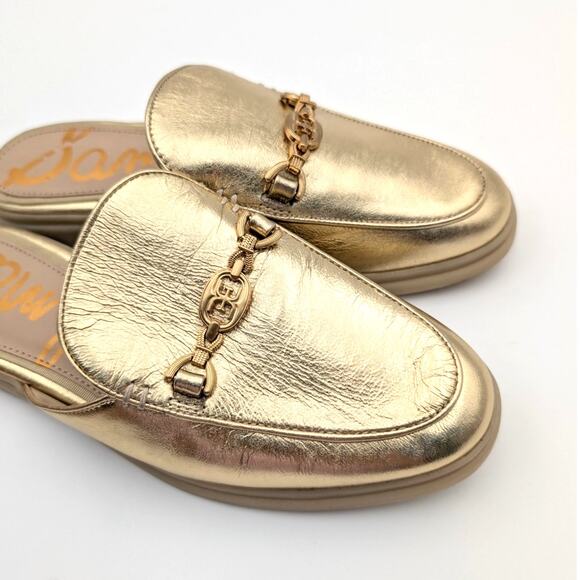 Sam Edelman Kira Slip On Mule Women's Logo Leather Gold Size US6M EU36 - Picture 12 of 12